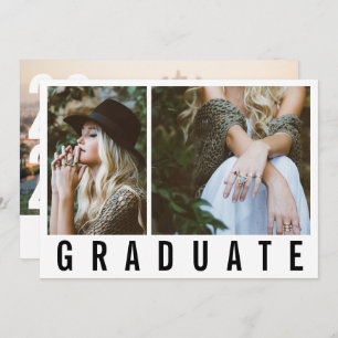 Faire-part Moderne minimum 3 photo graduation simple annonce