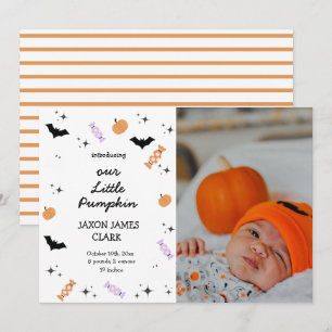 Faire-part Moderne Notre Petite Citrouille Naissance d'Hallow