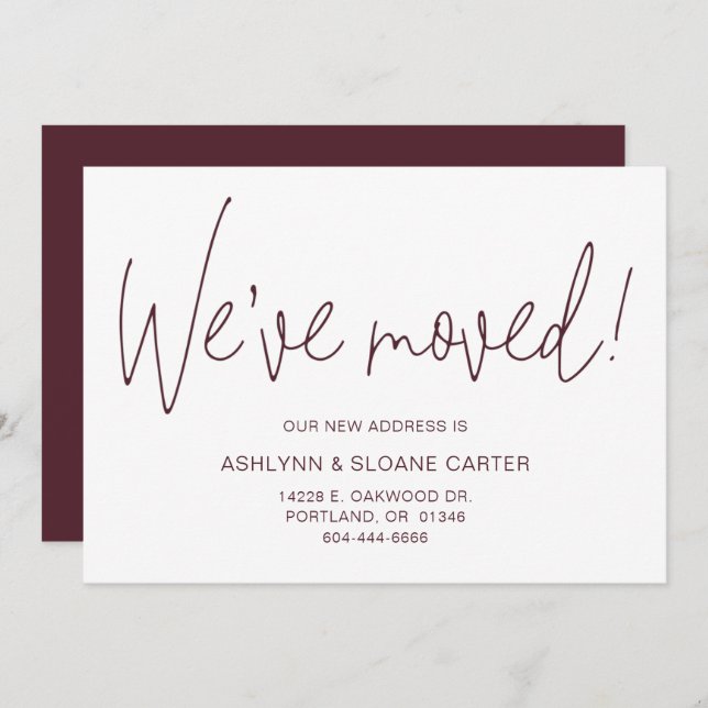 Faire-part Moderne Nous avons déménagé Nouvelle Maison Faire- (Devant / Derrière)