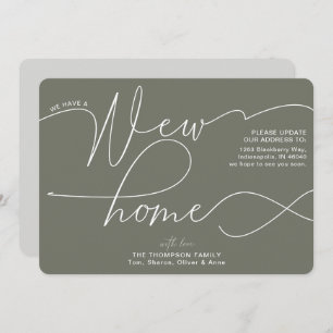 Faire-part Moderne Nouveau Accueil Calligraphie Olive Green M