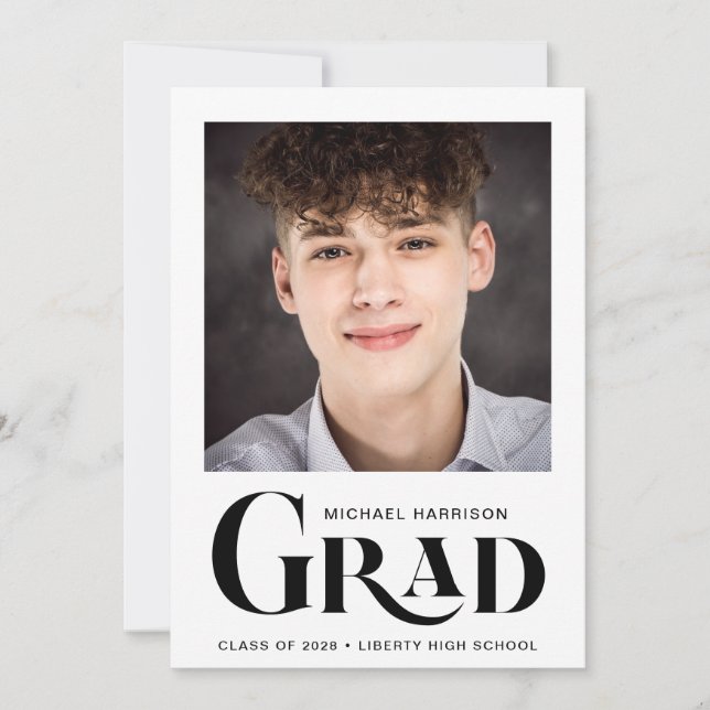 Faire-part Moderne Photo Bold Type Graduation (Devant)