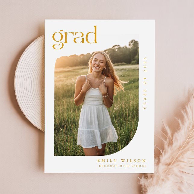Faire-part Moderne Photo de Diplômé avec Écriture Dorée en Ar (Créateur téléchargé)