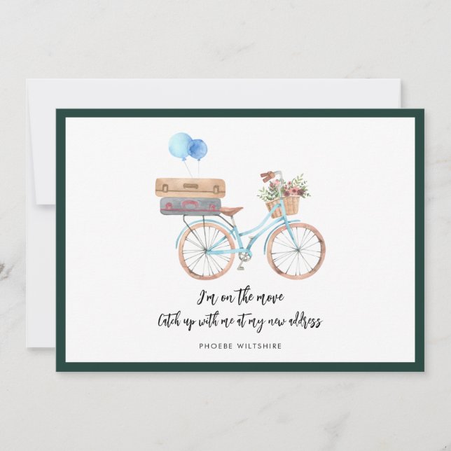 Faire-part Moderne Script Chic Aquarelle Moving (Devant)