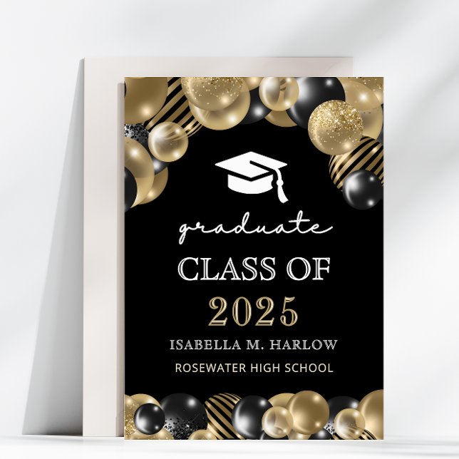 Faire-part Moderne Script Gradué Black Gold (Créateur téléchargé)