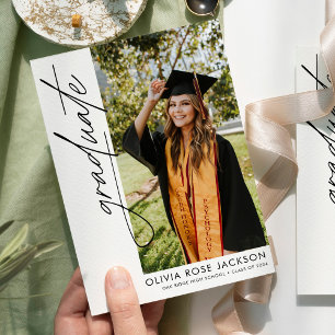 Faire-part Moderne Simple Boho Photo Graduation