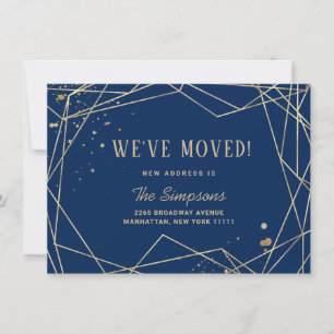 Faire-part Moderne Simple Golden Navy Abstrait Frame Moving