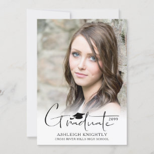 Faire-part Moderne simple lettres main Casquette 2 Photos