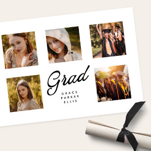 Faire-part Moderne Simple Minimaliste 5 Collage de Photos Gra