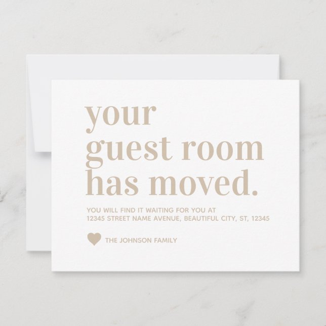 Faire-part Moderne Simple Nous avons déménagé Chambre d'hôtes (Devant)