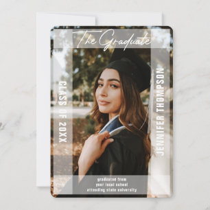Faire-part Moderne Simple Vellum Blanc Photo Graduation