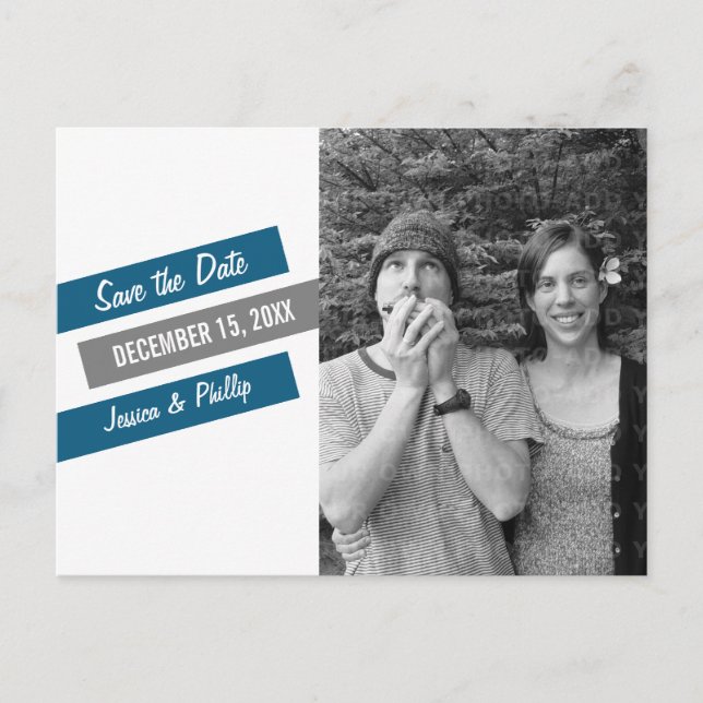 Faire-part Moderne Slant Enregistrer la date Carte postale (b (Devant)