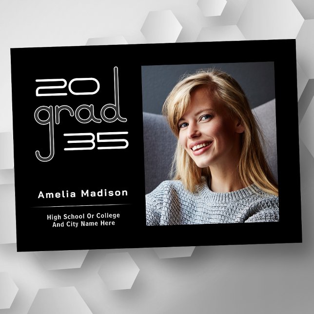 Faire-part Moderne Sophistiqué Unique High Tech Photo Grad (Available in high quality print or instant download for quick messaging, email or self printing.)