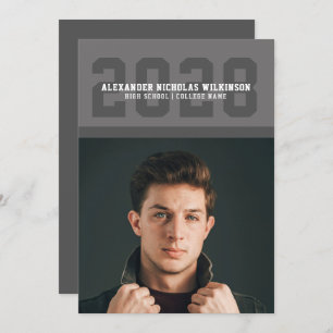 Faire-part Moderne Sporty Bold Typographie Photo Graduation