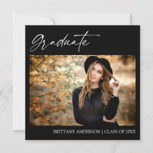 Faire-part Moderne Stylish Calligraphie Encre Photo Graduatio