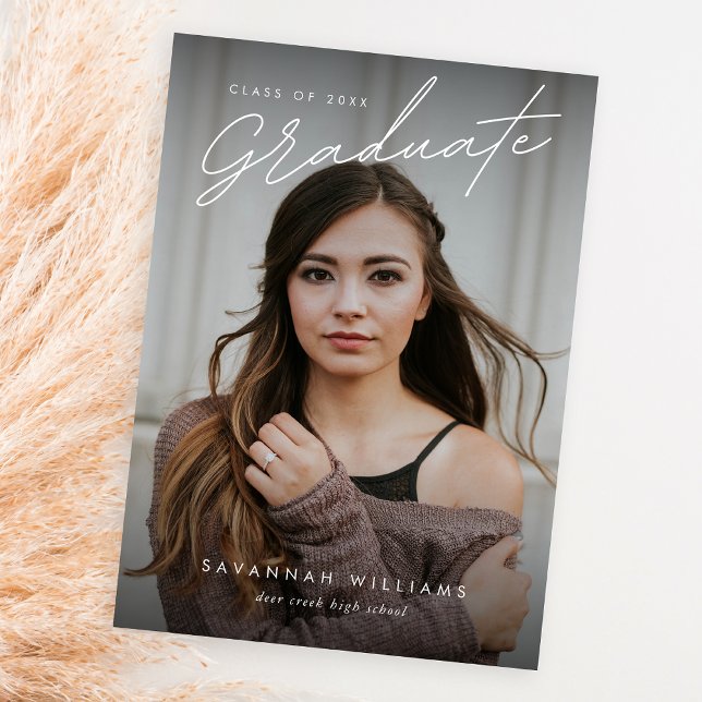 Faire-part Moderne tendance Script simple Deux diplômes photo (Créateur téléchargé)