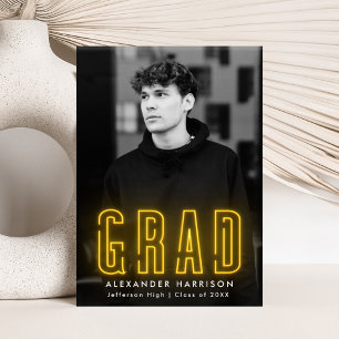 Faire-part Moderne Yellow Neon Vertical Photo Graduation