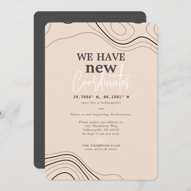 Faire-part Modernes De Nouvelles Coordonnées Peach Moving (Devant / Derrière)