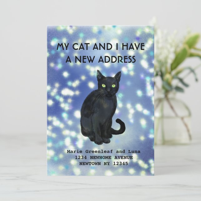 Faire-part Moi et mon chat avons déménagé Annonce (Debout devant)