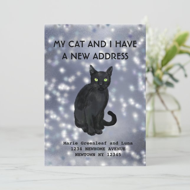 Faire-part Moi et mon chat avons déménagé Annonce (Debout devant)