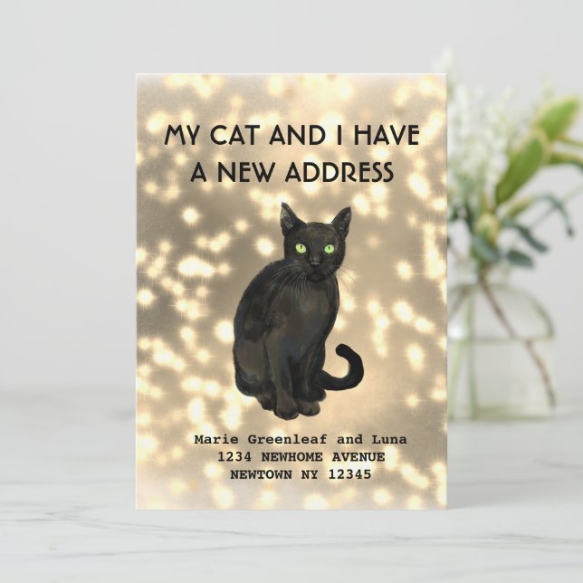Faire-part Moi et mon chat avons déménagé Annonce (Debout devant)