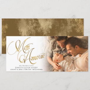 Faire-part Mon Amour Gold Grunge Foil Nouveau bébé photo de