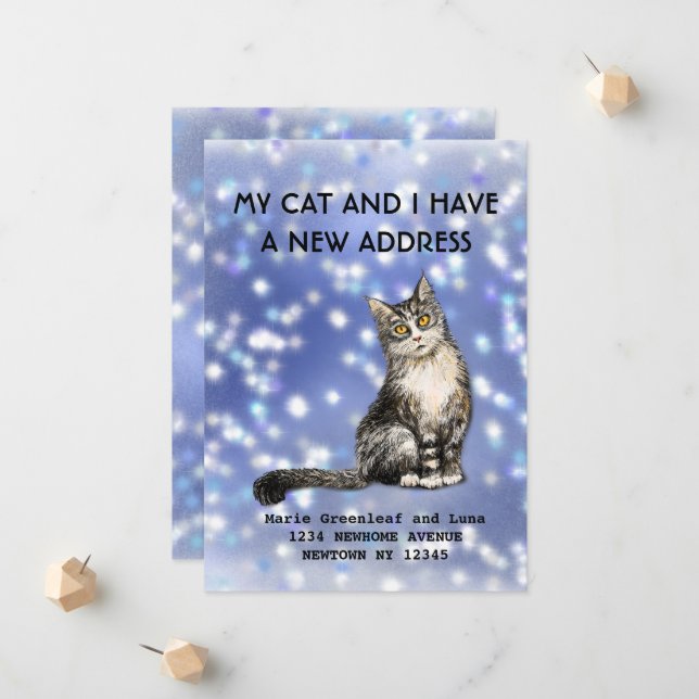 Faire-part Mon chat et moi avons déménagé Annonce (Devant/Arrière en situation)