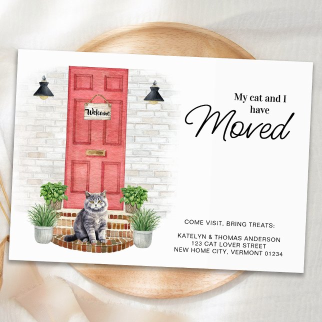 Faire-part Mon chat et moi avons déplacé la porte rouge avant (Créateur téléchargé)