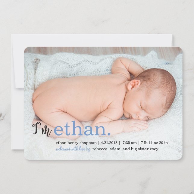 Faire-part MON NOM Nouvelles de naissance moderne (Devant)