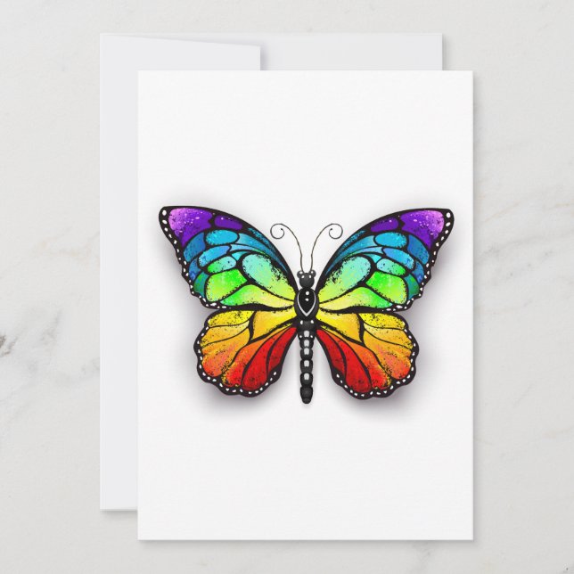 Faire-part Monarque papillon arc-en-ciel (Devant)