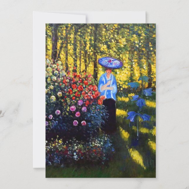 Faire-part Monet Woman avec un parasol dans le jardin (Devant)
