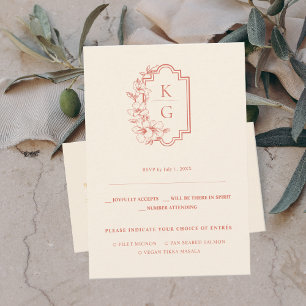 Faire-part Monogram   Réponse de Mariage Moderne Minimaliste