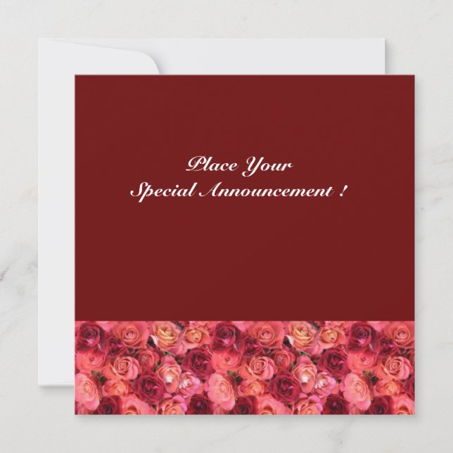 Faire-part MONOGRAM rose, rose rouge (Devant)