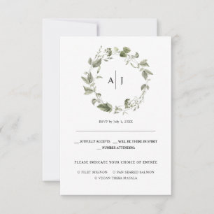 Faire-part Monogramme   Aquarelle Verdure Mariage RSVP