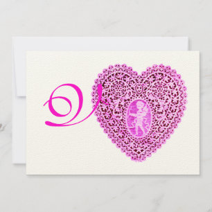 Faire-part MONOGRAMME DE COEUR DE LAMPE CUPIDE, papier feutre