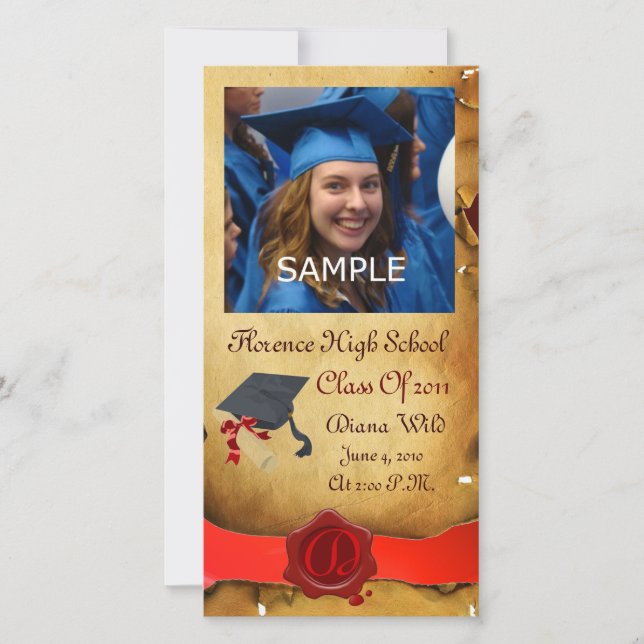 FAIRE-PART MONOGRAMME DE GRADUM DE SCEAU DE CIRE BROWN ROUGE (Devant)