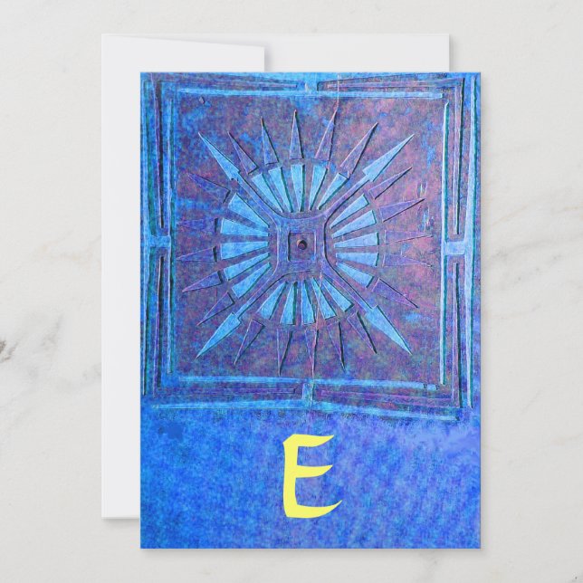 Faire-part MONOGRAMME DE L'ÉTOILE DU MATIN, bleu vif, jaune (Devant)