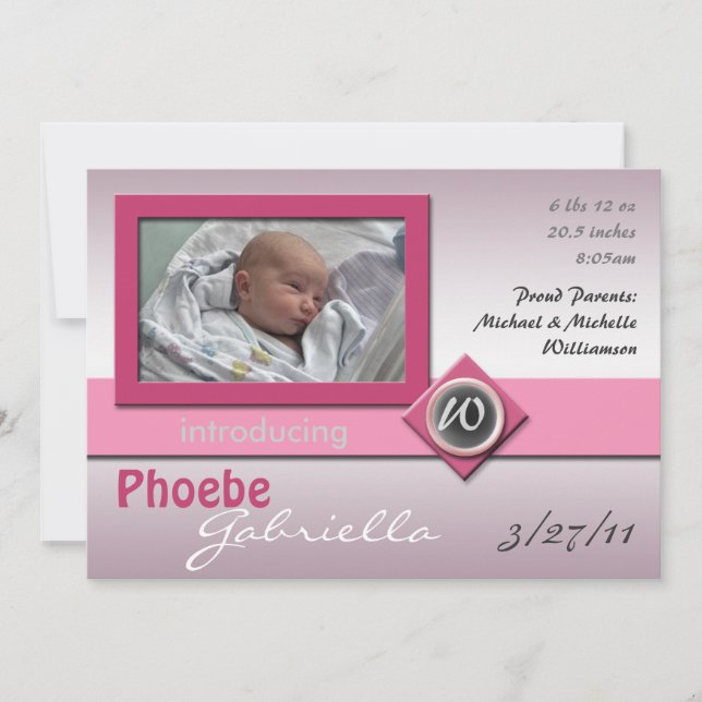 Faire-part Monogramme de verre moderne Annonces de naissance  (Devant)