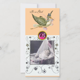 Faire-part MONOGRAMME DES BABY SHOWERS DE STORE, blanc rubis