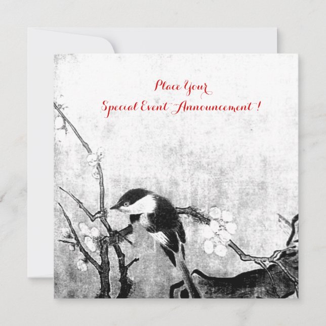 Faire-part MONOGRAMME D'OISEAU PRINTEMPS, papier métallique a (Devant)