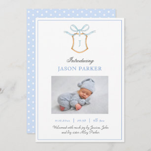 Faire-part Monogramme mignon avec crête et arc