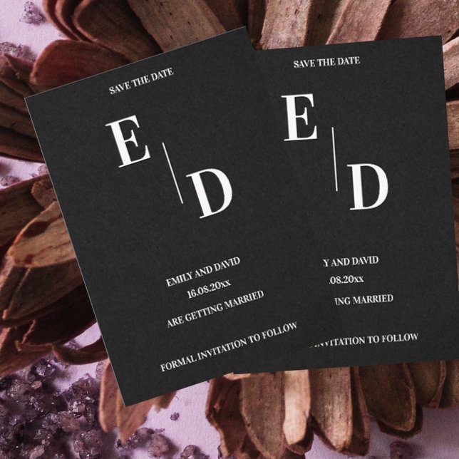 Faire-part Monogramme Moderne Noir Blanc Mariage Enregistrer  (Créateur téléchargé)