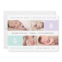 Monogramme moderne Twins design 4 photos naissance