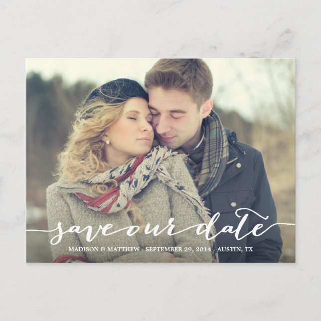 Faire-part Mot d'amour | Carte postale Enregistrez la date (Devant)