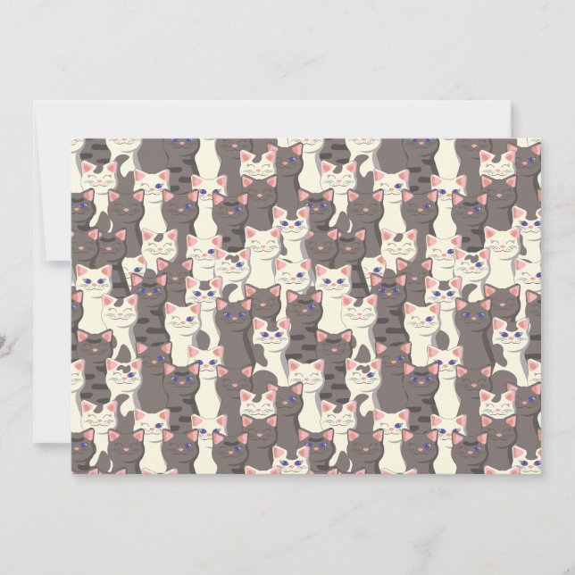 Faire-part Motif de chats blancs et gris (Devant)