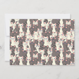 Faire-part Motif de chats blancs et gris