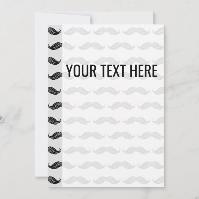 Faire-part Motif de dessin de la moustache noire (Devant)