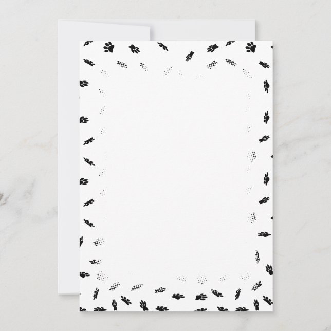 Faire-part Motif Empreinte de patte de chien Confetti noir (Devant)