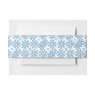 Faire-part Motif floral bleu - Bandeau de ventre d'invitation