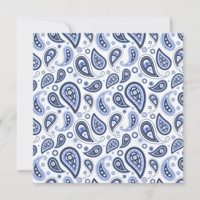 Faire-part Motif Paisley Bleu (Devant)