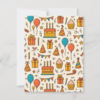 Faire-part Motif sans couture de fête d'anniversaire vibrant